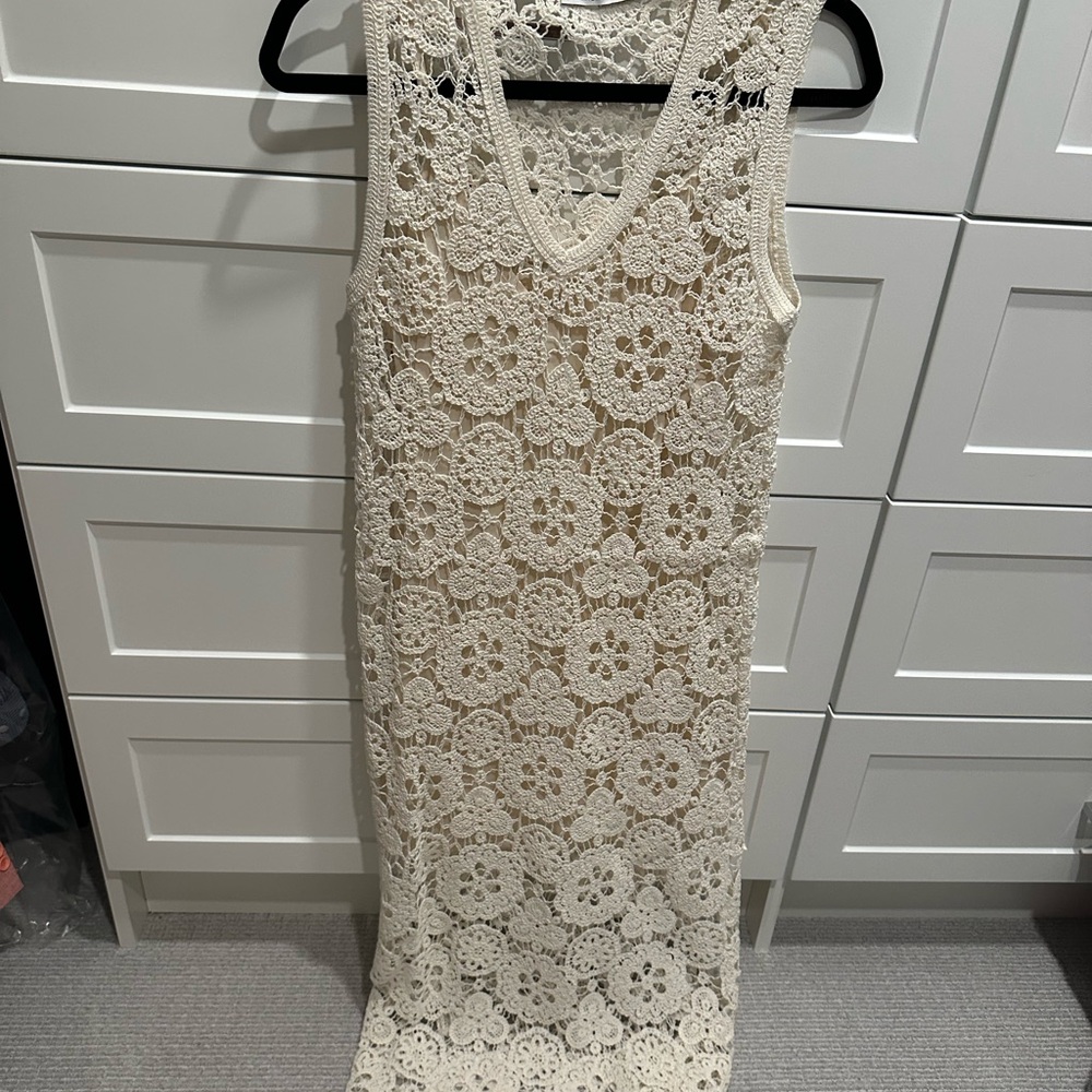 Zara Cream Lace crochet Dress with slip